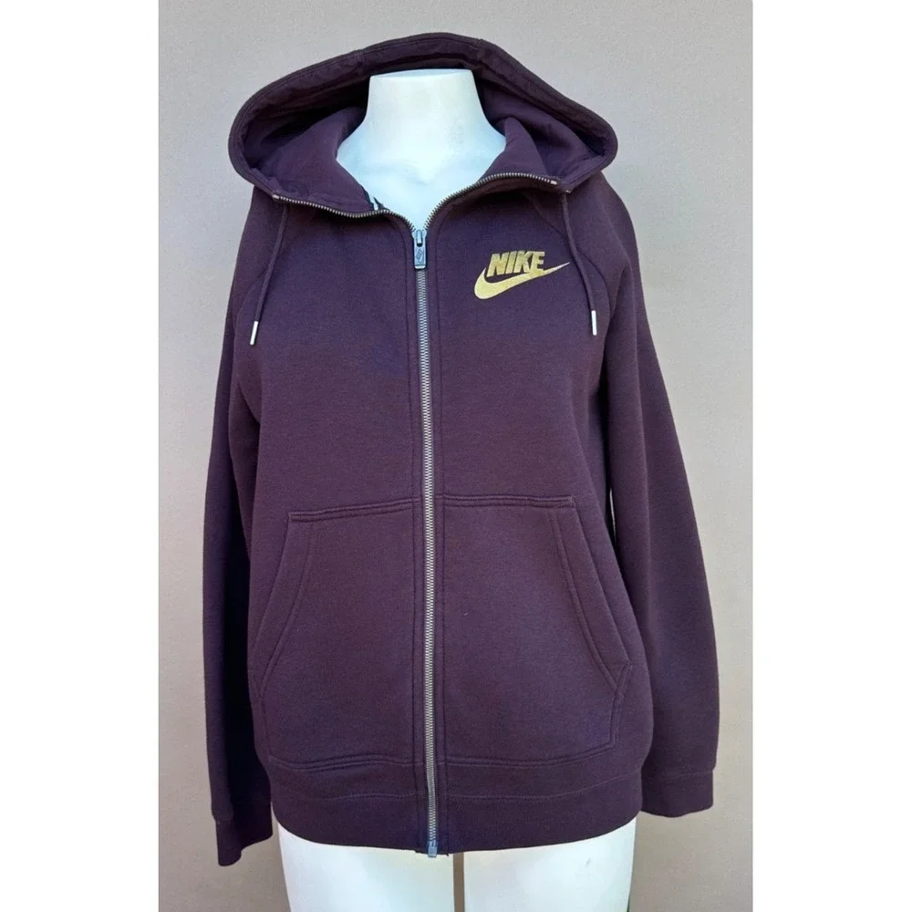 Nike Hoodie Womens M Fleece Rally Funnel Neck Hoodie Sweatshirt Purple Pockets‎